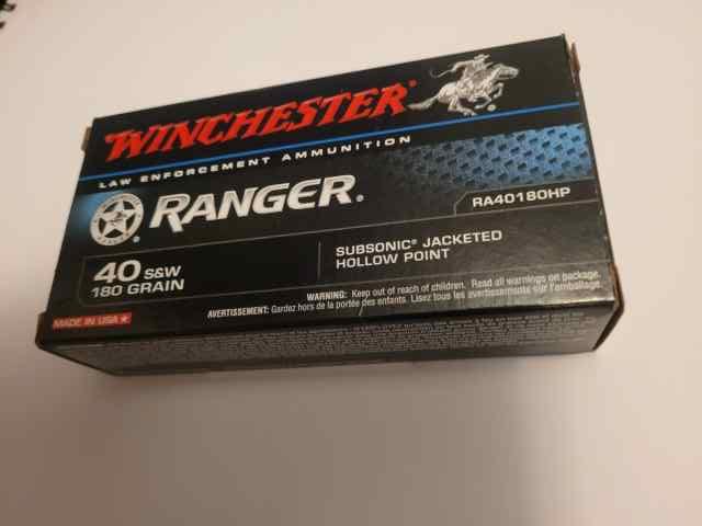 Winchester Ranger 40 S&amp;W 180g JHP hollow points