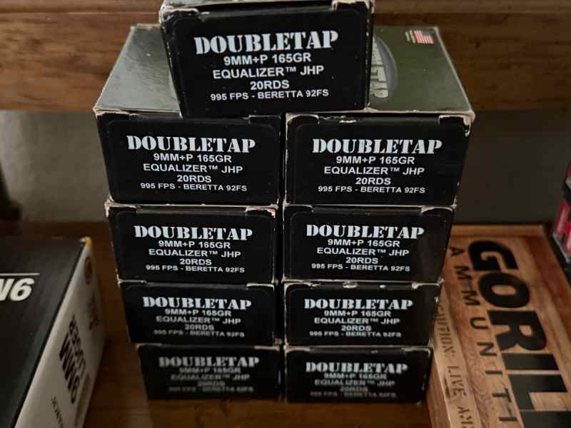 Double tap 9mm 165grain JHP Equalizer 180 rnds
