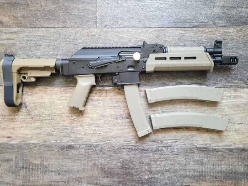PSA AK-V 9mm MOE SBA3 Pistol, FDE