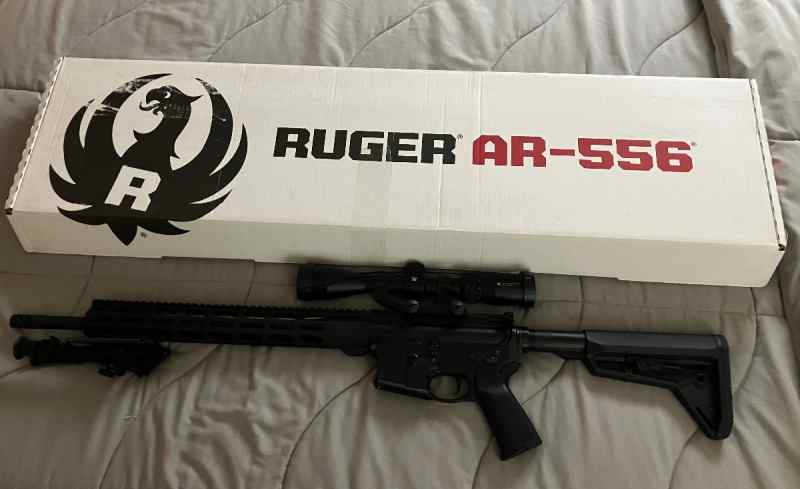 Ruger, AR 556 NATO, optics ready, five mags