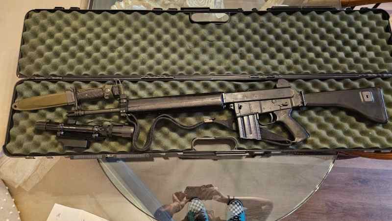 Armalite AR 180 rifle, sight, bayonet, ammo, 5 mag