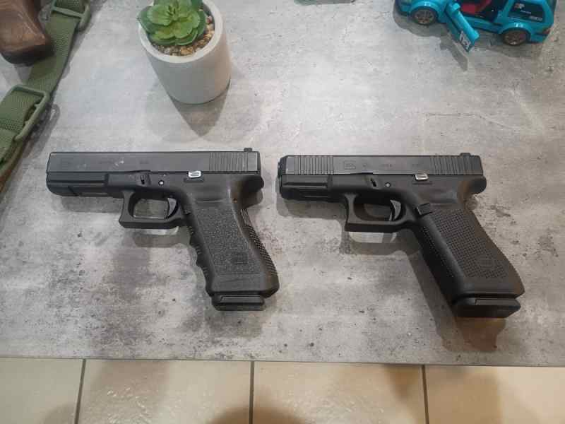 Glock 17, 45, and 43x